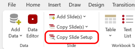 Copy Slide Setup in the OfficeReports Ribbon Tab