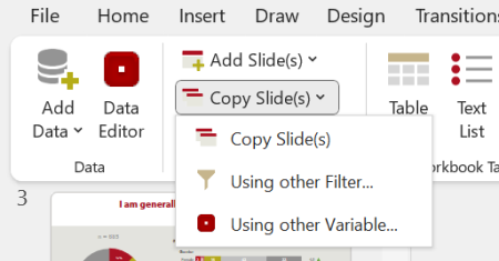 Copy Slides in the OfficeReports Ribbon Tab
