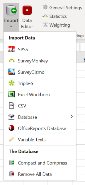 Import data in the OfficeReports Ribbon Tab