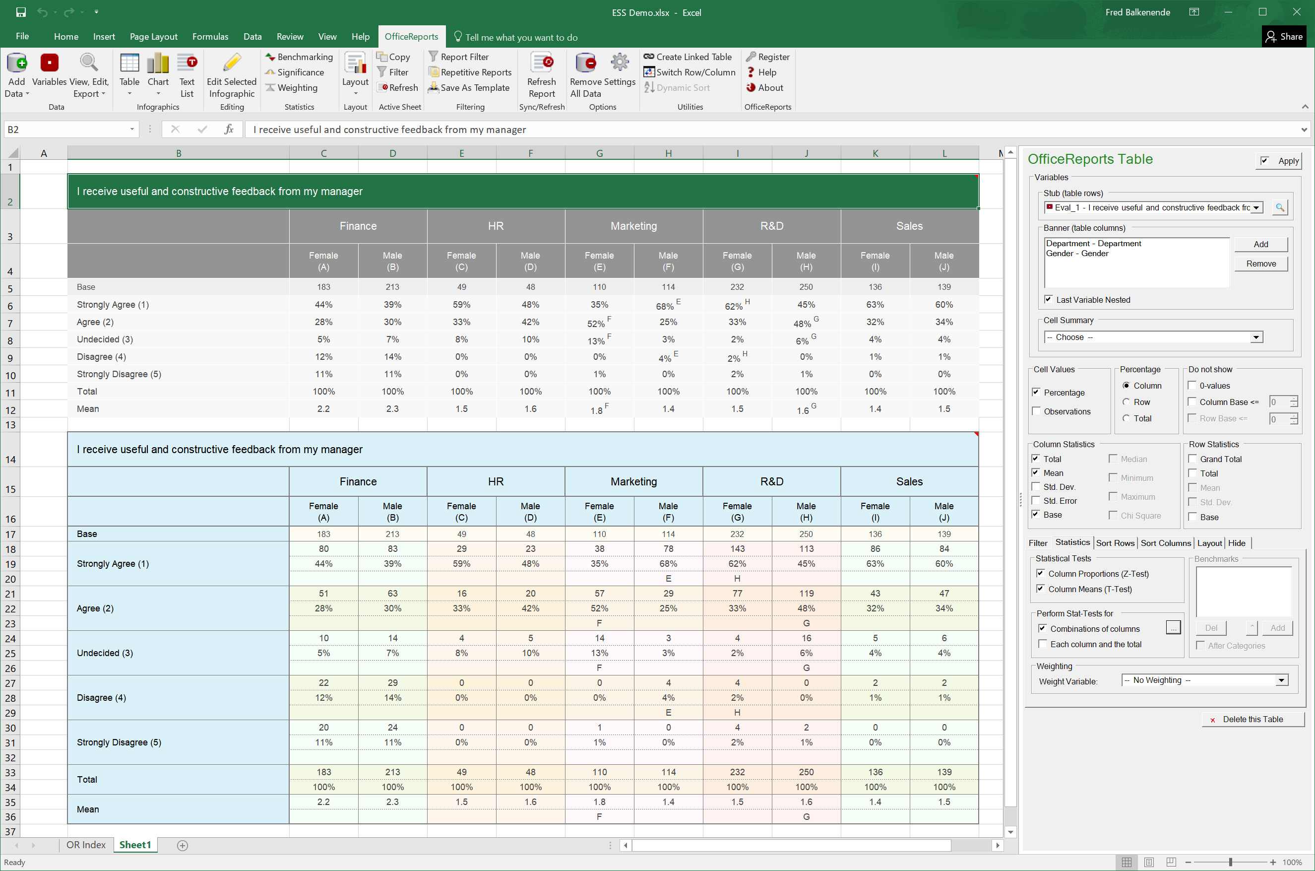 Easy reporting on Qualtrics survey data in Excel